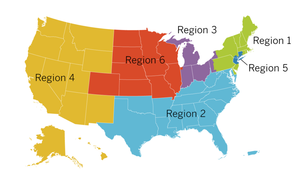 Map of The NewsGuild-CWA regions