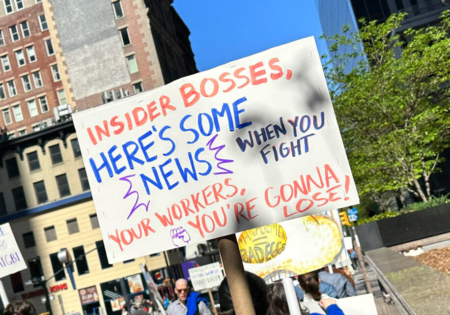 Workers at Insider walked off the job on Monday, April 24, protesting the company's attempts at illegal layoffs.