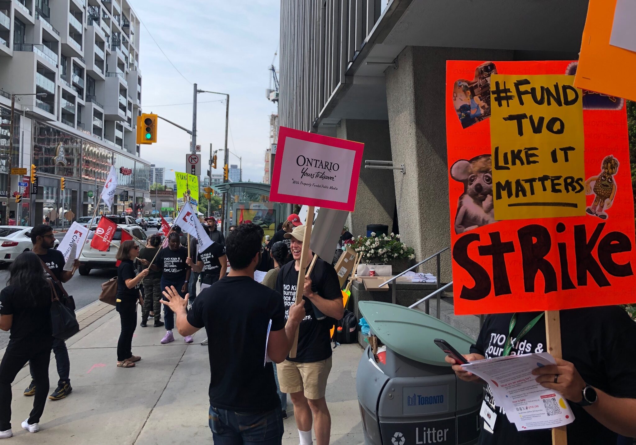TVO workers on strike in Toronto on August 21, 2023