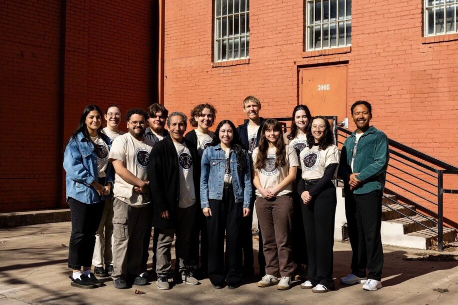Workers at the Fort Worth Report posing for a photo after they announced their plans to unionize.