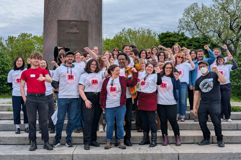 Photo of workers at the University of Chicago Press before their vote to unionize with the Chicago News Guild
